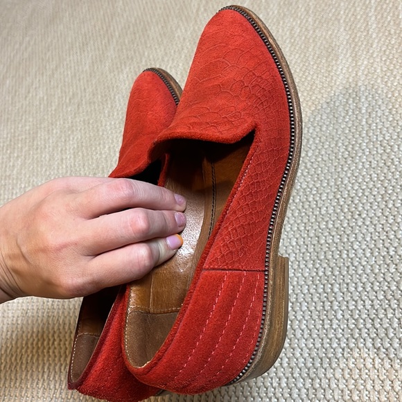 The Kooples Orange Snake Suede Loafers Flat Shoes Size 6 36 - Picture 5 of 9